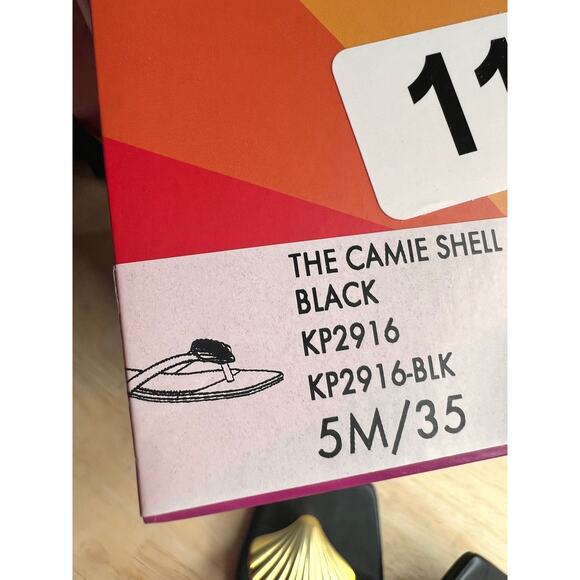 Katy Perry Camie Shell Slip On Thong Flat Sandals Black Womens Size 5M NWT - Picture 6 of 6